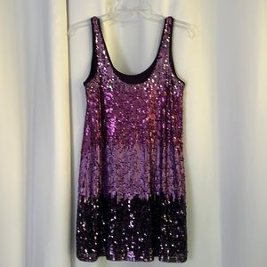 Express Purple Sequin Mini Tank Dress